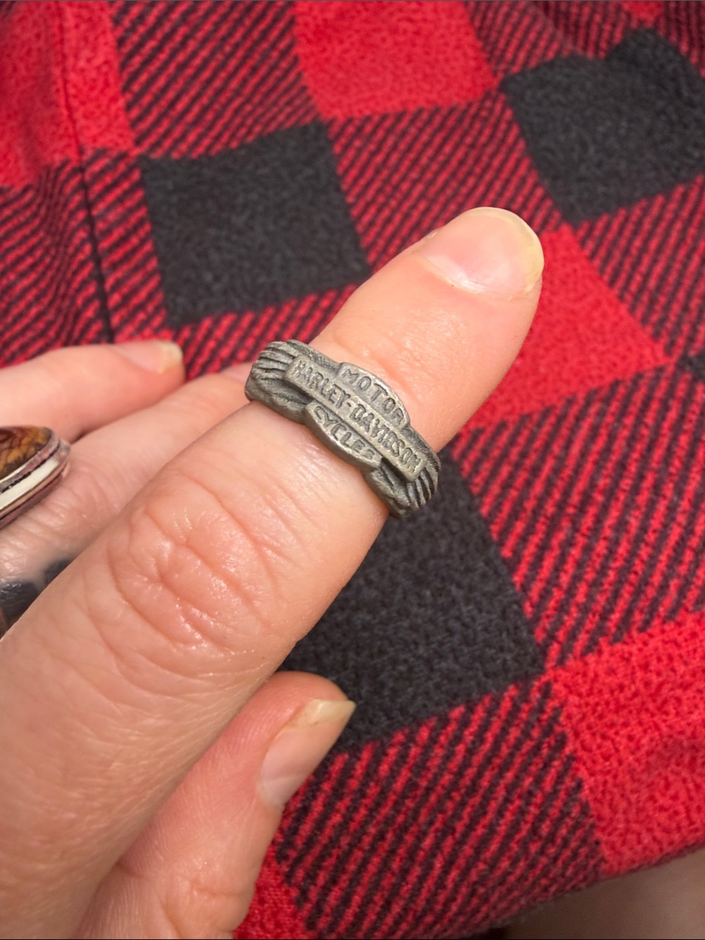 Vintage Harley Davidson Pewter Ring Sz 4 Biker Moto Pinky Ring Estate Bikercore